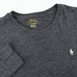 Polo Ralph Lauren Crew Neck Shirt Charcoal Gray Long Sleeve Pony Logo Mens L Tee